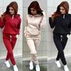 European & American Spring 2021 Women's Color Block Hoodie Sweatshirt Set