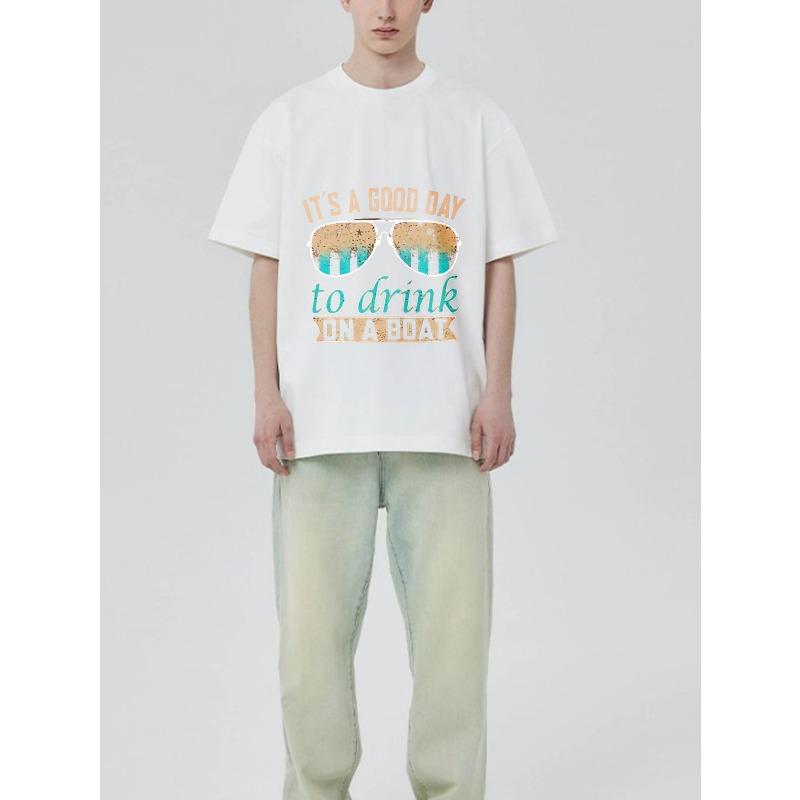 Black T-Shirt with Sunglasses and Text It S A Good Day To Drink on A Boat for Summer Beach Outings