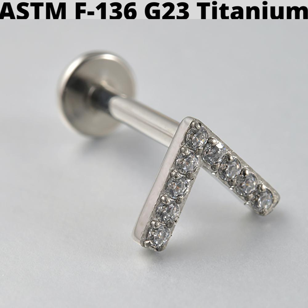 Cz Four Pointed Star G23 Solid Titanium Cartilage Earrings Stud 16G Internally Threaded Sun Helix Ear Tragus Piercing Jewelry