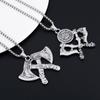 Men's and Women's Street Trendy Necklace Retro Double sided Double Axe Pendant
