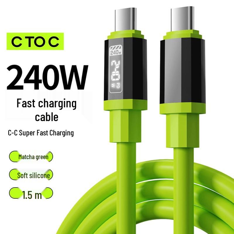 240W Fast Charging Type-C Cable with Real-time Display for Apple 15/16, Huawei, and Android