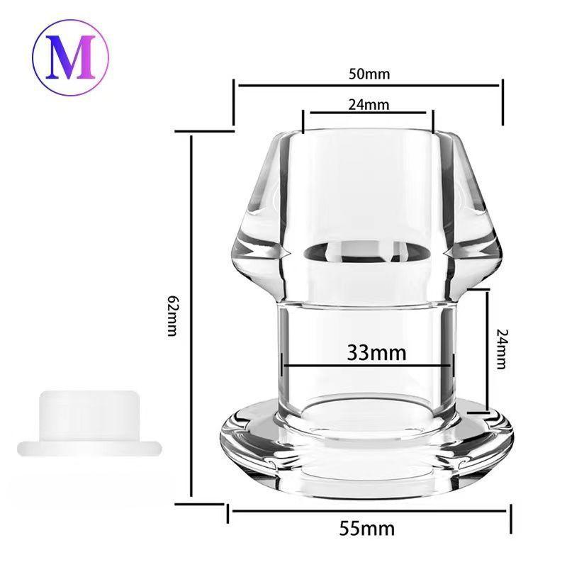 Hollow Anal Plug Transparent Peeping Anal Dilator Vestibular Pull Beads Anal Plug Out Leakage Prevention Liquid Adult Erotic Products