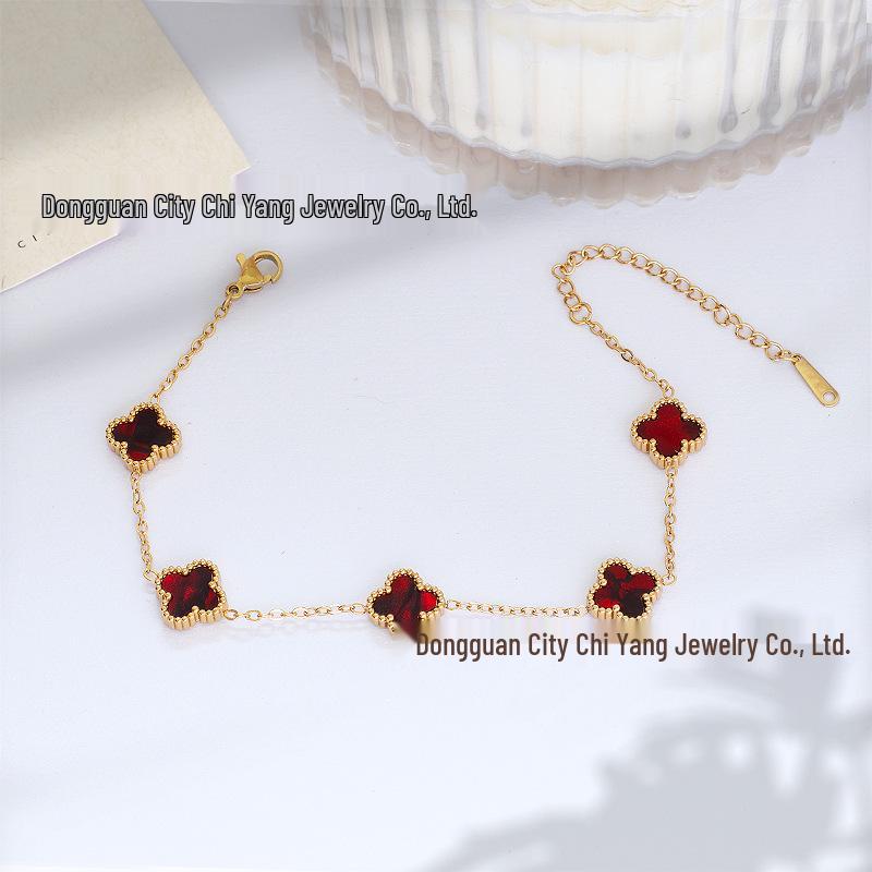 

Елегантний двосторонній браслет-чотирилисник – 11 мм п ятипелюсткова легка розкішна ювелірна прикраса 18K