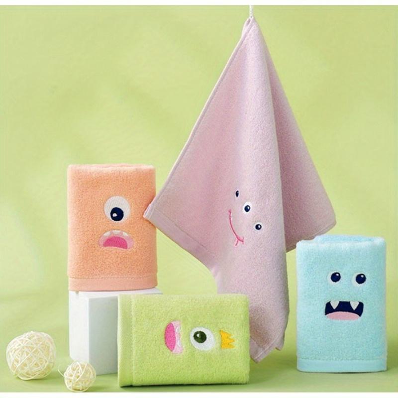 4pcs Set of 4 Small Monster Face Towels, Thick Soft Non Shedding Coral Fleece, Perfect for Bathroom Use