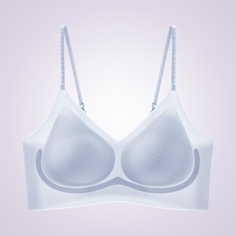 V Neck Seamless Spaghetti Strap Bra M синий