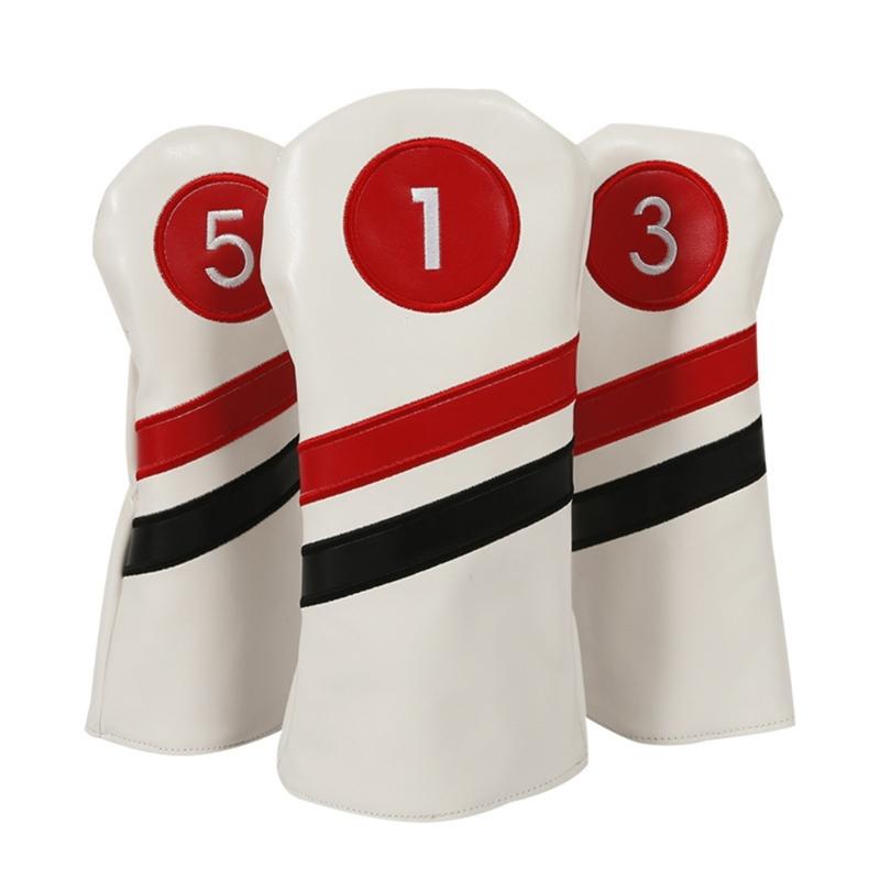 3Pcs Driver/Fairway Wood/Hybrid Club Head Cover Set Leather Golf-Club Headcovers Portable Golf Accessories for Women Men