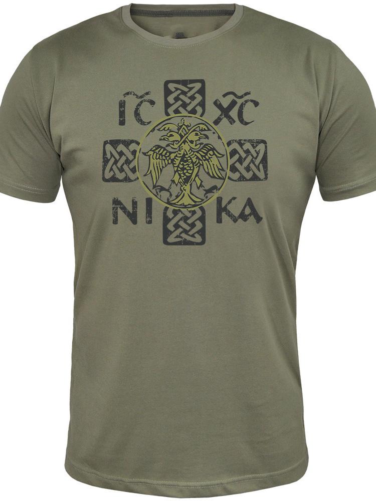 

Serbia Nemanjić Dynasty Eagle Emblem ICXC NIKA Cross Printed T-Shirt. Summer Cotton Short Sleeve O-Neck Mens T Shirt New S-3XL XL