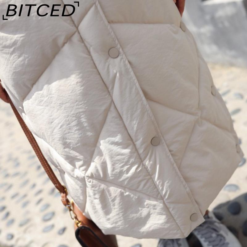 BITCED Down-Filled Quilted Waistcoat for Women - Mid-Length Autumn/Winter Thickened Waistcoat - Knee-Length Outerwear