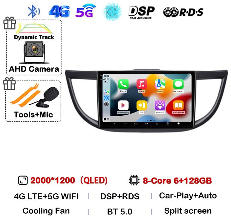 Android 14 Carplay For Honda CRV CR-V 2011 2015 2016 2017 2018 Car Radio Multimedia Video Player Navigation GPS Head Unit Stereo