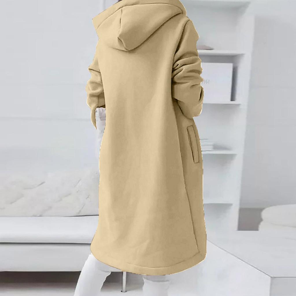 Women's Fall And Winter Casual Sweatshirt Medium Long Solid Color Hooded Sweatshirt