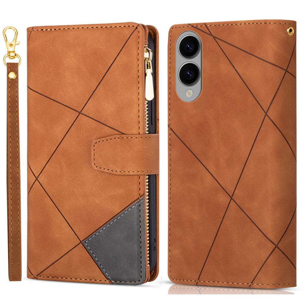 For Samsung Galaxy S25 Edge Wallet Case Color Splicing Leather Phone Cover with Stand