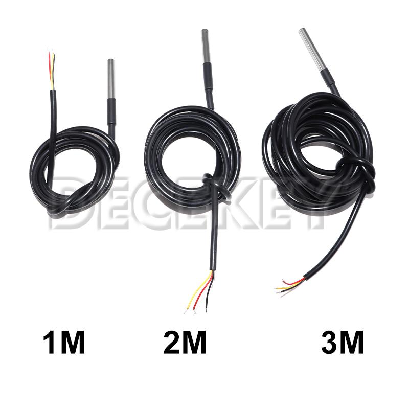 Stainless Steel Waterproof DS18b20 1/2/3M Thread Temperature Probe Temperature Sensor 18B20 Cable For Arduino