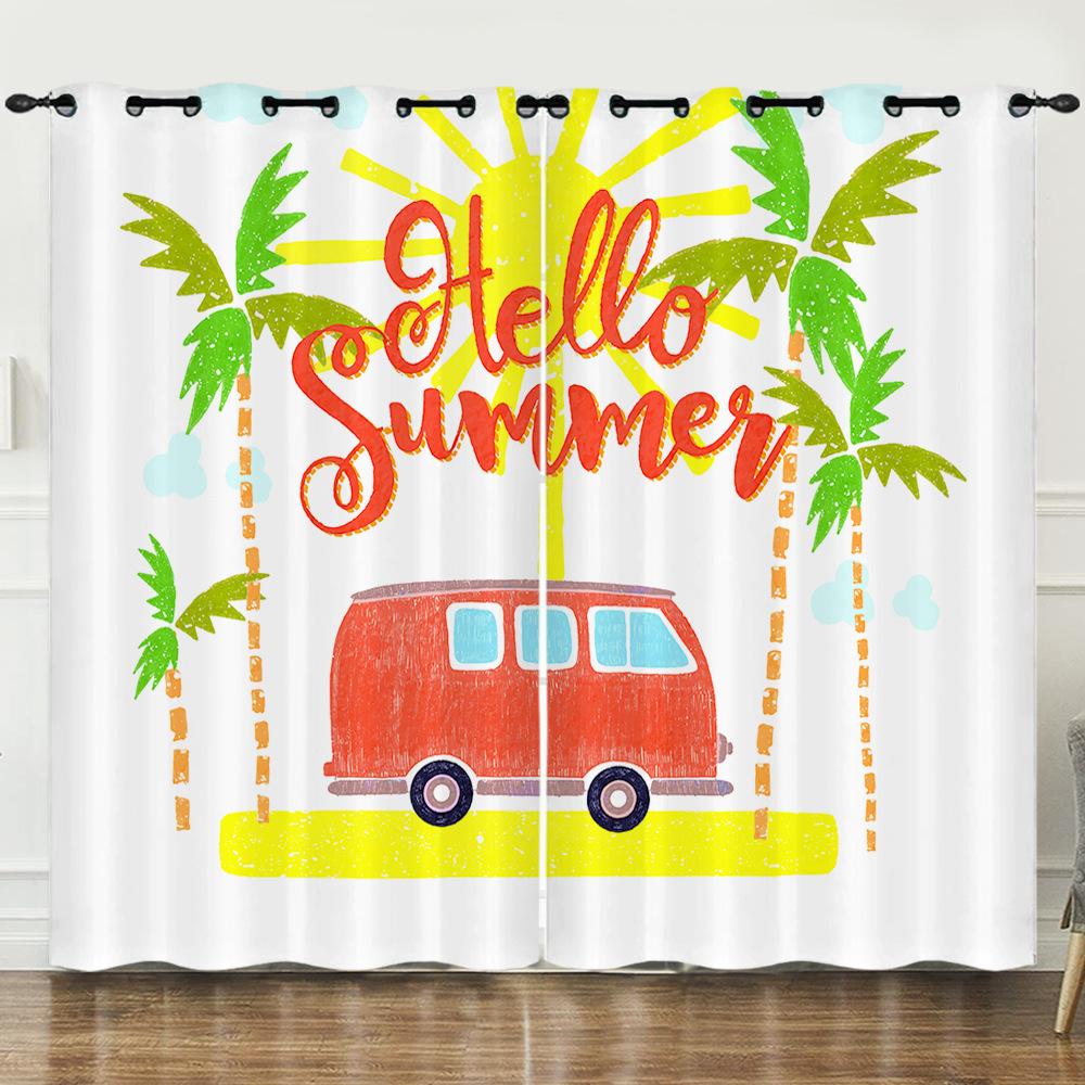 Zasłony Ocean Plaża Wakacje Ilustracja 3D Cyfrowy Druk Zasłona zaciemniająca Przelotki