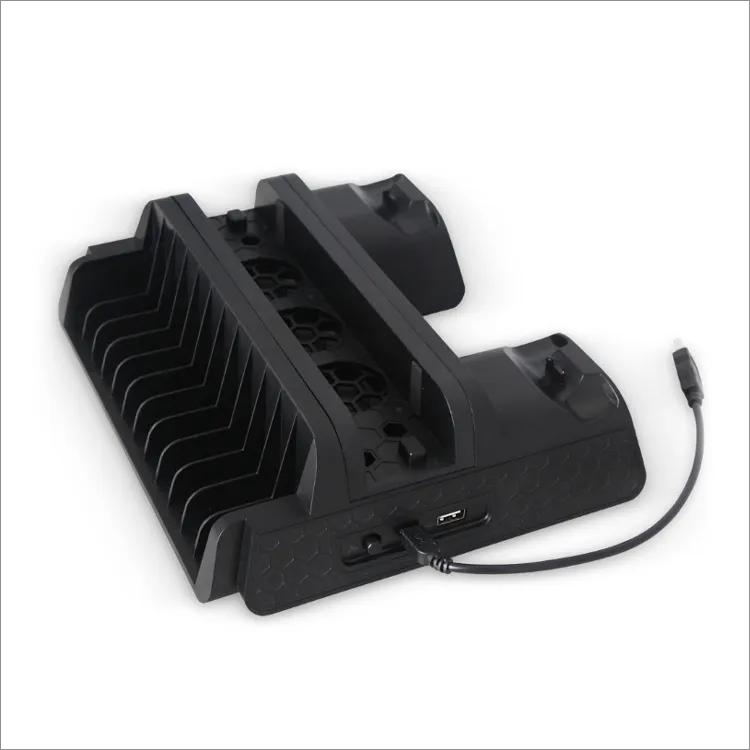 Multi-functional Cooling Stand for PS4/PS4 Slim/PS4 Pro, Dual Controller Charger with Game Disc Storage Rack чёрный