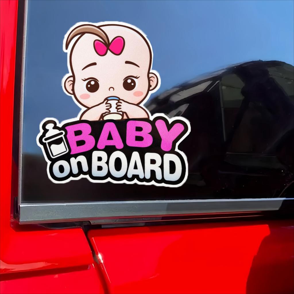 Car Sticker Baby On Board Car Warning Sticker Girl Baby Graphics Decal for Car Window Safety Reminder Decorative Decal