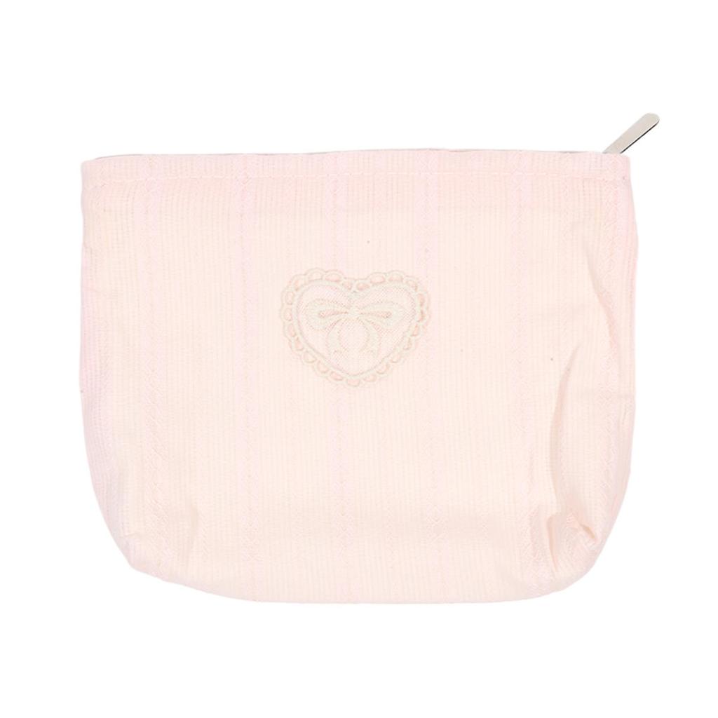 Simplicity  Cosmetic Bag for Girl Sweet Embroidery Bow Striped Makeup Case Portable Travel Earphone Cable Storage Bag