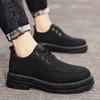 Tooling Men's Shoes Autumn New Black Casual Versatile Leather Shoes Low-top Thick-soled Heightening Labor Insurance Shoes Wear-resistant Martin Boots