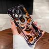 Halloween Black Cat Pumpkin Bat Pattern Phone Case For iPhone 17 16 15 14 13 12 11 Pro Max 15 16 Plus 17Air Airbag Plating Cover