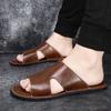 Large Size Cowhide Slippers 2025 Summer Wear Sandals Men's Outdoor Foreign Trade Casual Fat Feet Beach Shoes Men