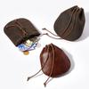 Handmade Portable Leather Drawstring Pouch Retro Nordic Coin Holders Genuine Leather Coin Purses Coin Jewelry Storage