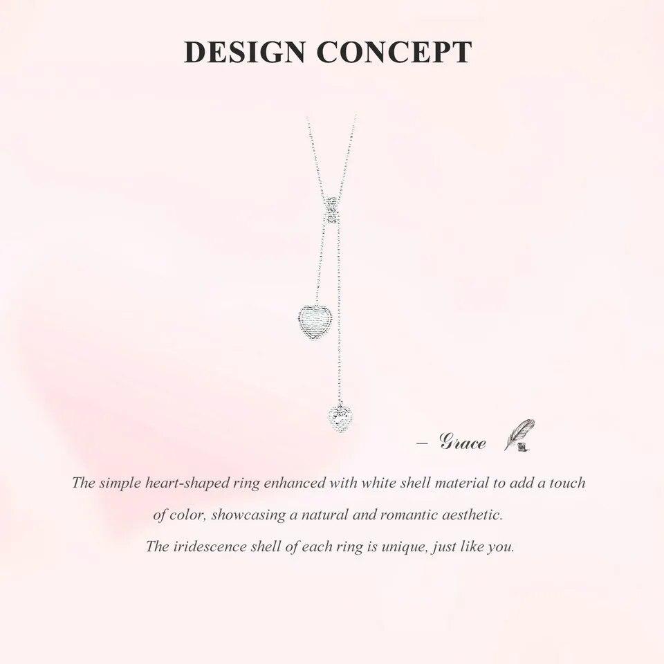 Bamoer 925 Sterling Silver Love Pendant Y Shape Necklace Double Heart Neck Chain for Women Valentine's Day Fine Jewelry Gift