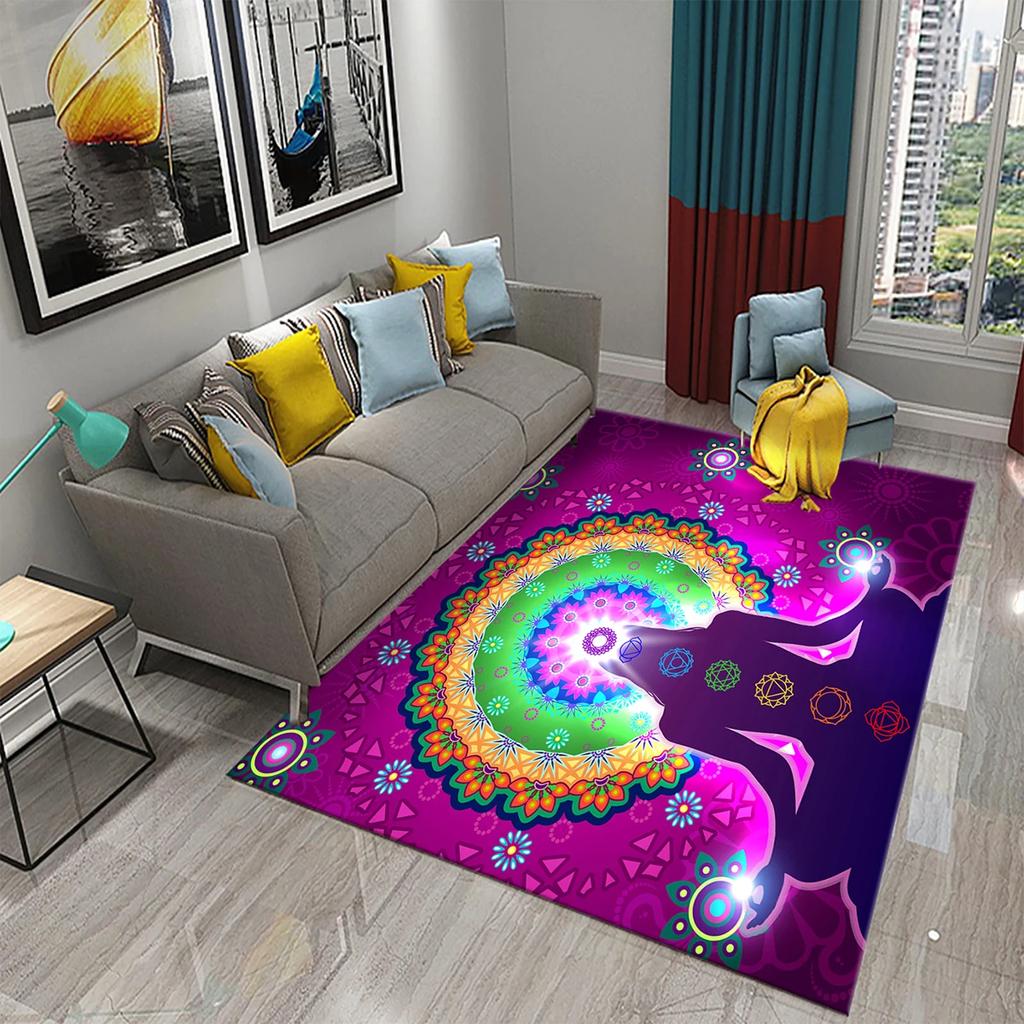 3D Color Bohemian Seven Chakras Carpet for Bedroom Living Room Decoration Floor Area Mat Kitchen Bathroom Entrance Anti-slip Rug