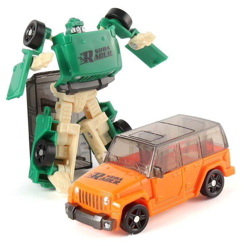 Children's Transforming Toy Car & Robot 2 In 1 Mini Manual Deformation Car Toy Pocket Robot Model Boy's Birthday Gift
