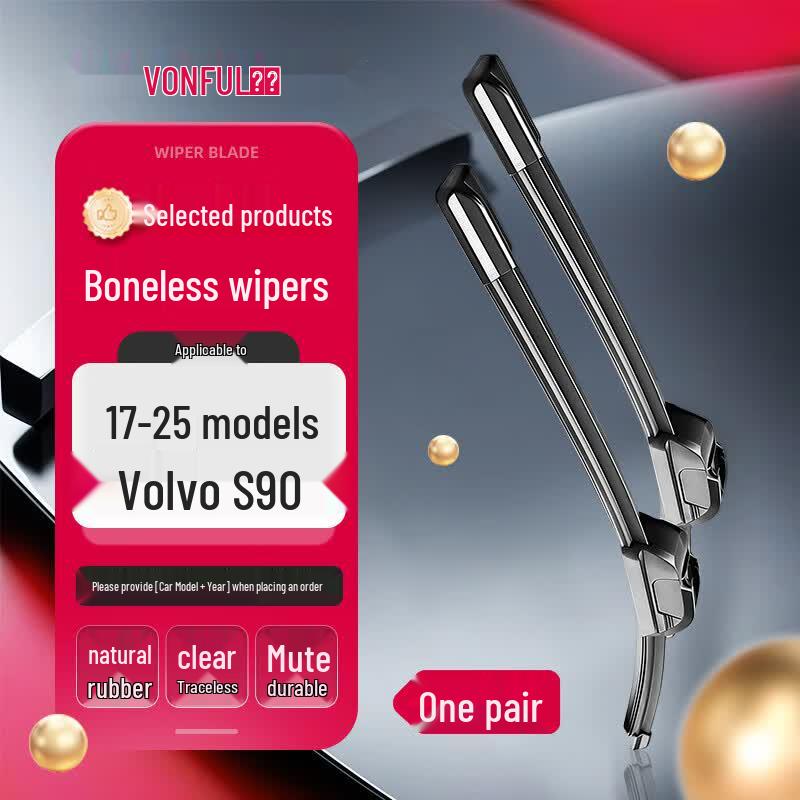 Wanfu Frameless Wiper Blades for 2017-2025 Volvo S90 (Pair)