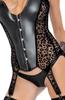 Noir - Sexy Leopard Print Corset with 6 Suspenders Black S