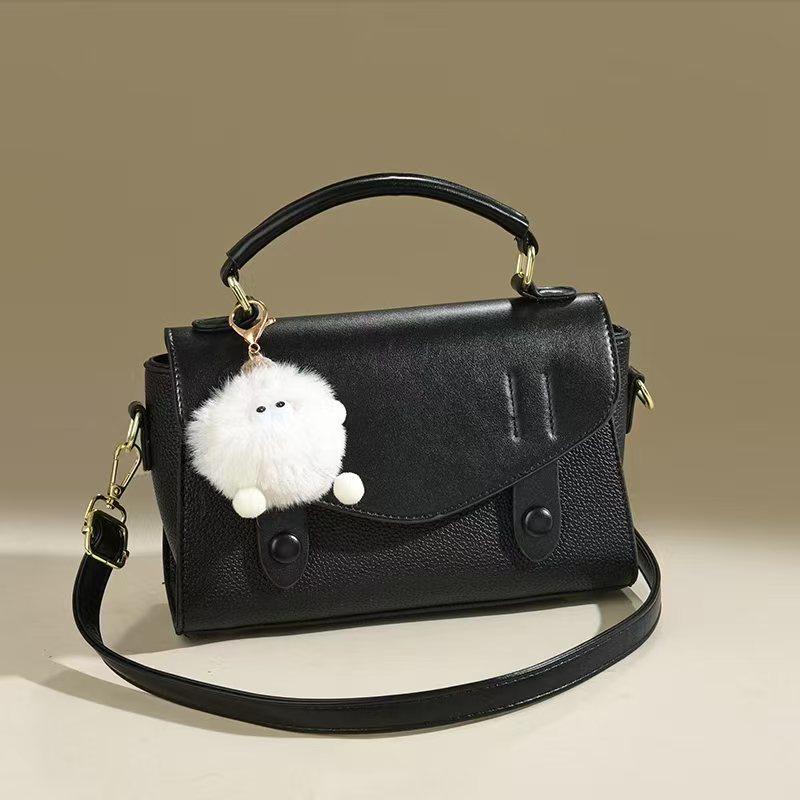 Plush pendant small square bag new fashion handbag versatile shoulder messenger bag