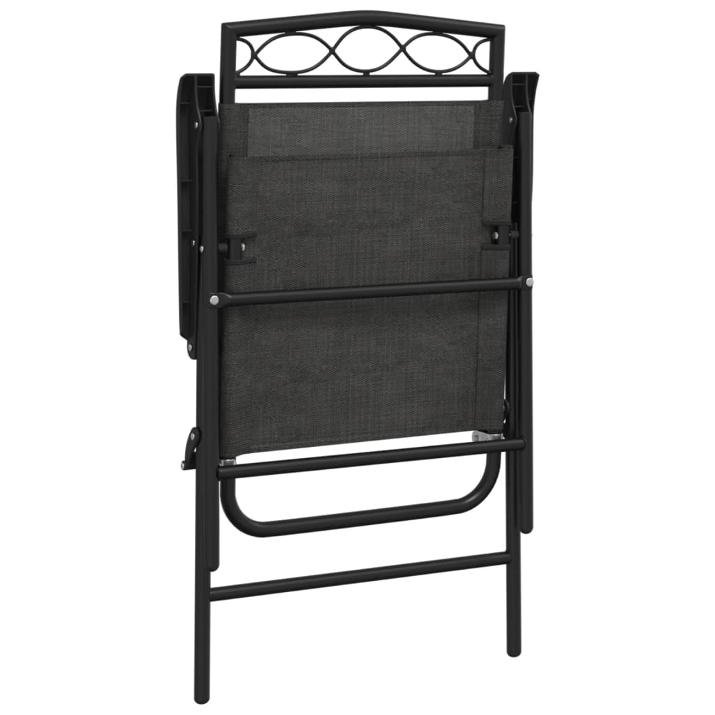 Foldable Garden Chairs 2 Pcs Grey Mottled Steel and Textilene