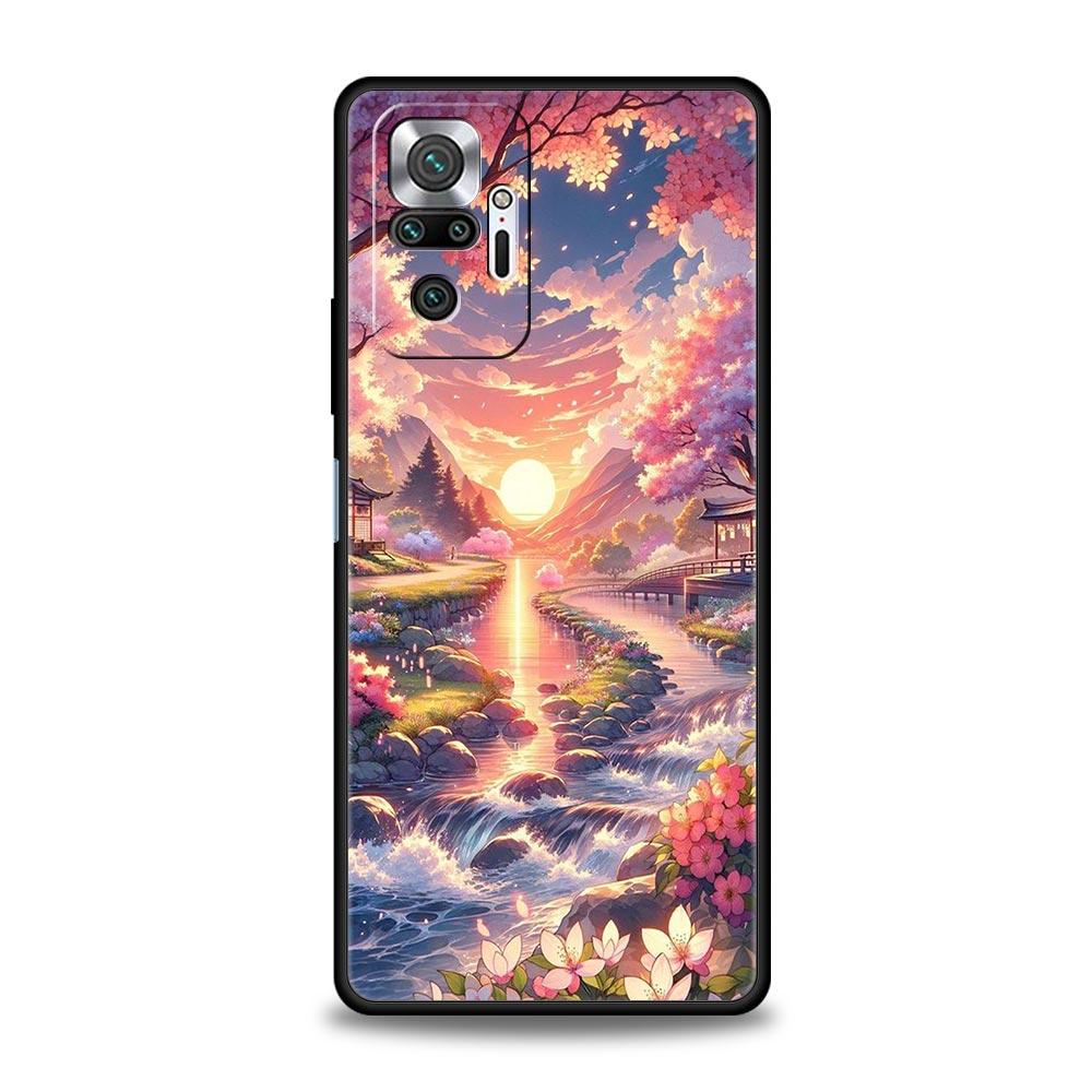Pink Spring Cherry Blossoms Phone Case For Xiaomi Redmi Note 14 13 5G 10 11 12 Pro Plus 4G 14C 13C 12C 10C Black Cover