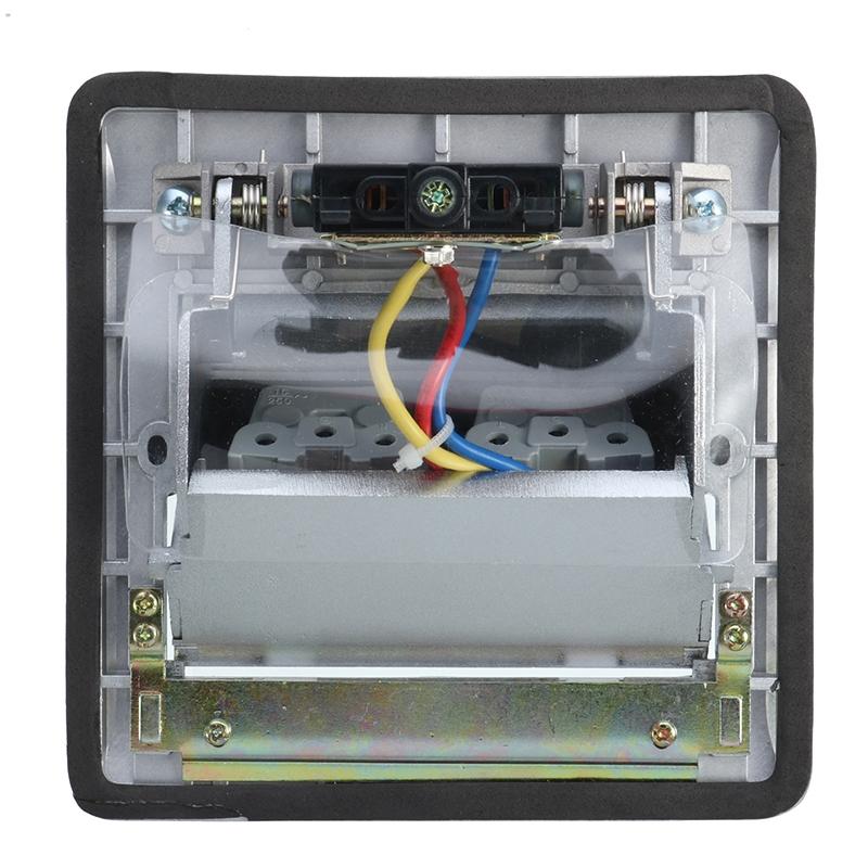 Aluminum Silver Panel EU Standard 2 Way Floor Socket Electrical Outlet Modular Combination Customized Available Sockets