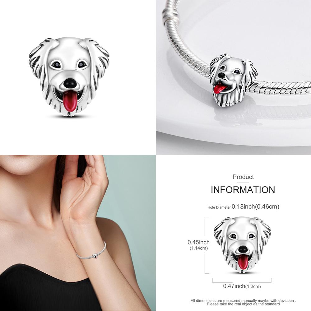 Charm Copper Rose Flower Dog Charms Bead Pendant Fit Original Bracelet Making For Woman Jewelry Fashion Diy