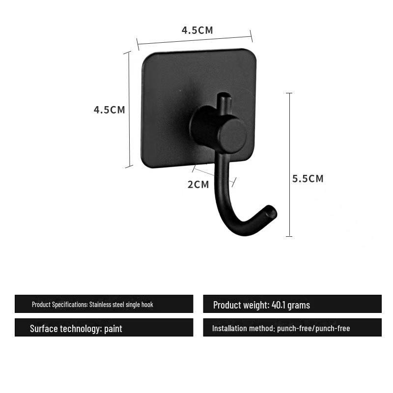 Stainless Steel Punch-Free Wall-Mounted Couple Coat Hooks