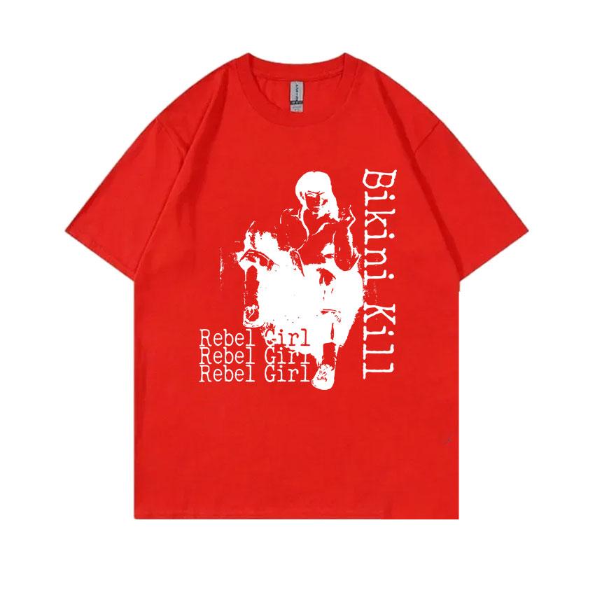

Punk Rock Band Bikini Kill Rebel Girl Graphic T Shirts Riot Grrrl Kathleen Hanna T-Shirts Unisex Women s Vintage Oversized Tshirt S