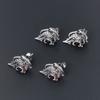 JMXD-Men's Titanium Steel Lion Stud Earrings Diamond Ruby Earrings Hipster Men's and Women's Retro Earrings