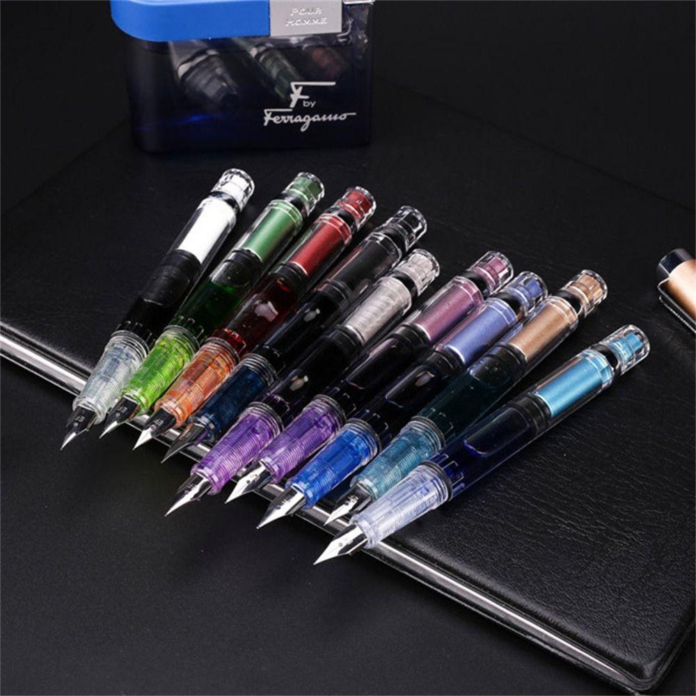 Student EF Nib 0.38mm Business Transparent Writing Pen Piston Fountain Pen Fountain Pen Ink Pens