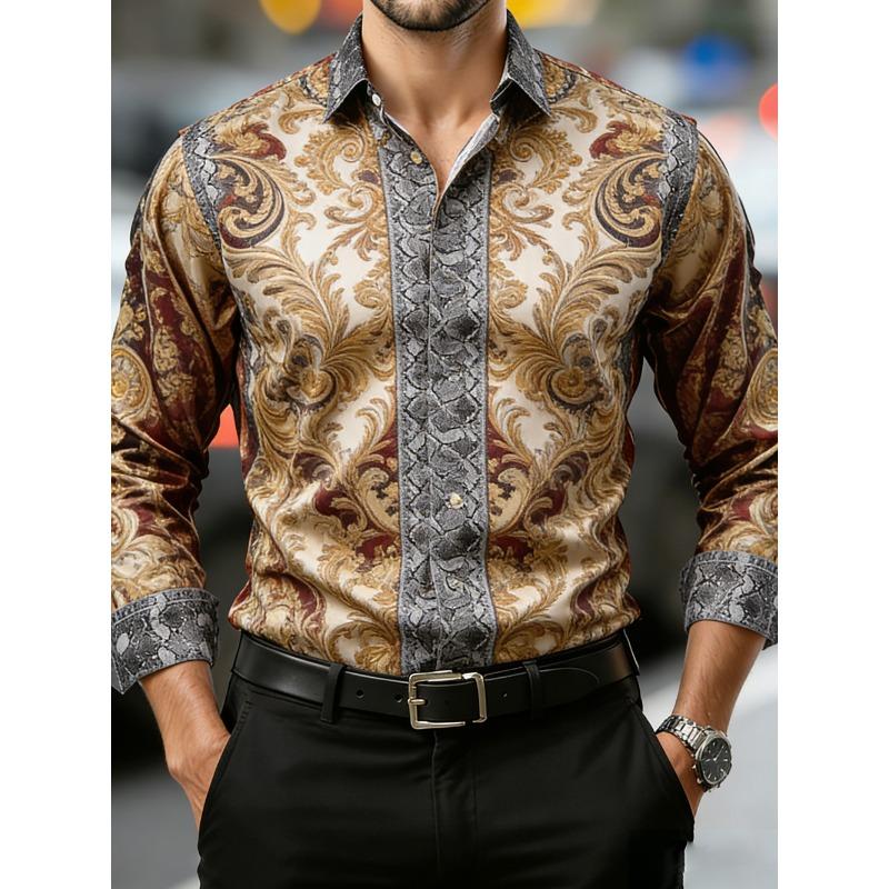 2026 Men's HD Baroque Pattern HD 3D Printed Shirt Casual Long Sleeve Button Designer Shirt Wedding Party Clothes for Men for You