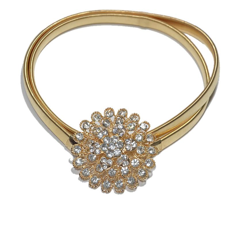 Mei Rhinestone-embellished women s spring waist chain - metal hollow heart-shaped slim belt 70cm