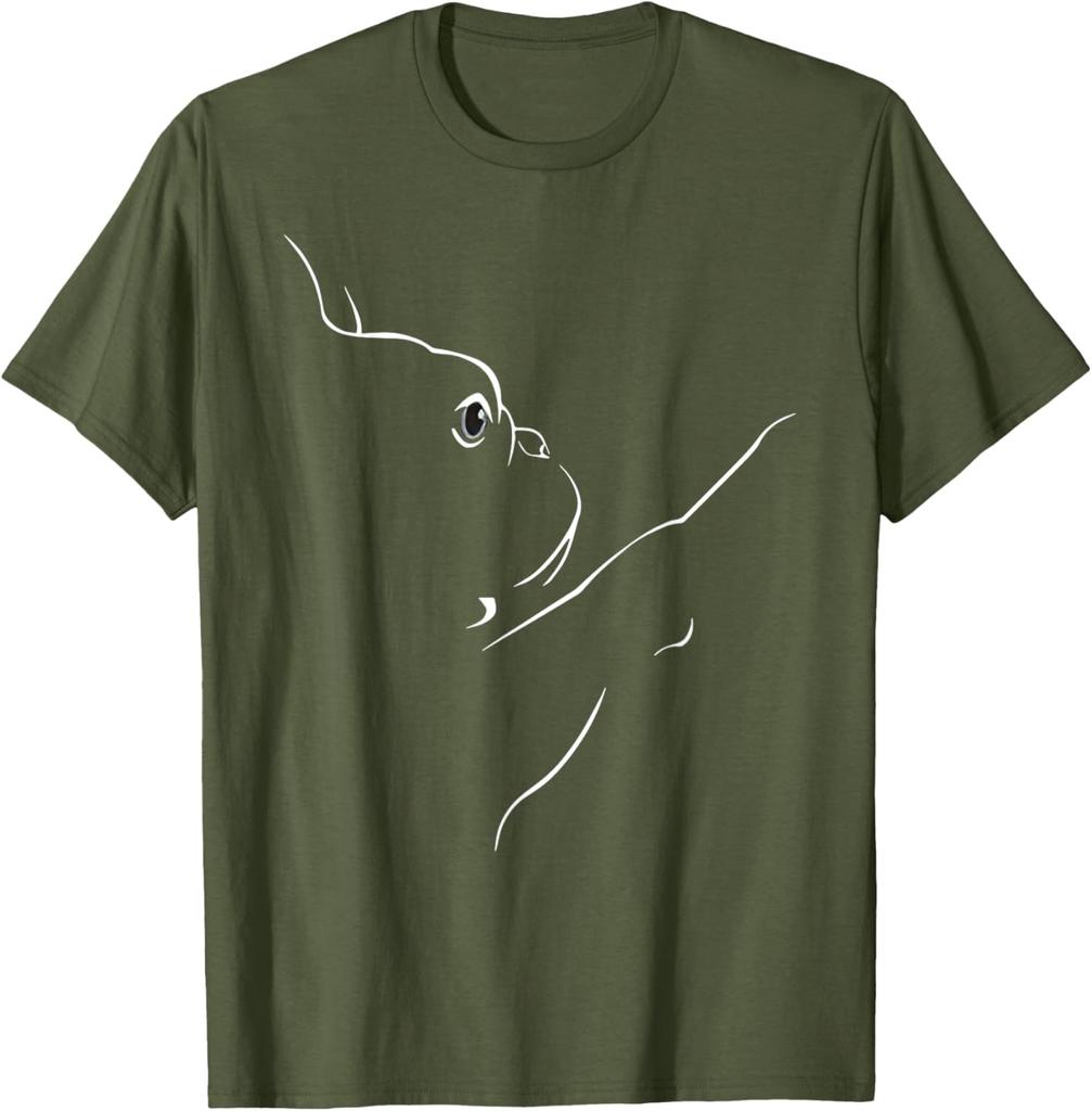 French Bulldog Line Art Minimalist Graphic T-Shirt Cotton Casual Top for Dog Lovers