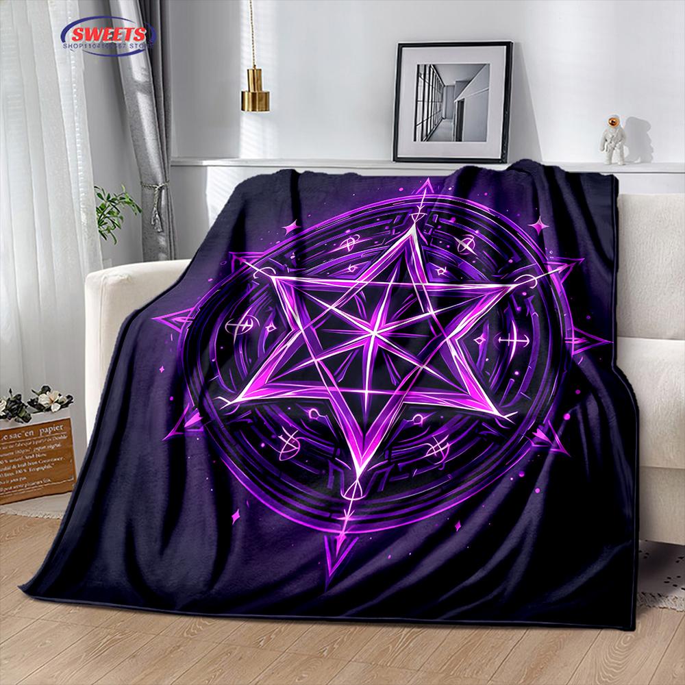6 Size Warm and Cozy Flannel Blanket, Pentacle Symbol Goat Head Blanket, Sofa Bedroom Office Leisure Nap Cover Blanket,Nice Gift