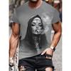 Men's with Smoking Nun 3D Graphic T-Shirt Black Casual Summer