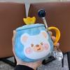 Cute Rainbow Unicorn Ceramic Thread Mug with Lid Spoon Girl Heart Drinking Water Cup Office Coffee Cup