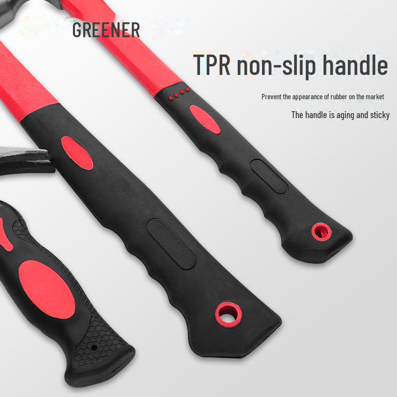 Green Forest Shockproof Fiberglass Claw Hammer - Heavy-Duty, Shock-Absorbing Universal Striking Tool.