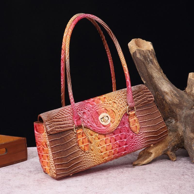Handbag Shoulder Bag Vintage Tote Bag Underarm Bag Baguette Bag Alligator Print Bag for Women