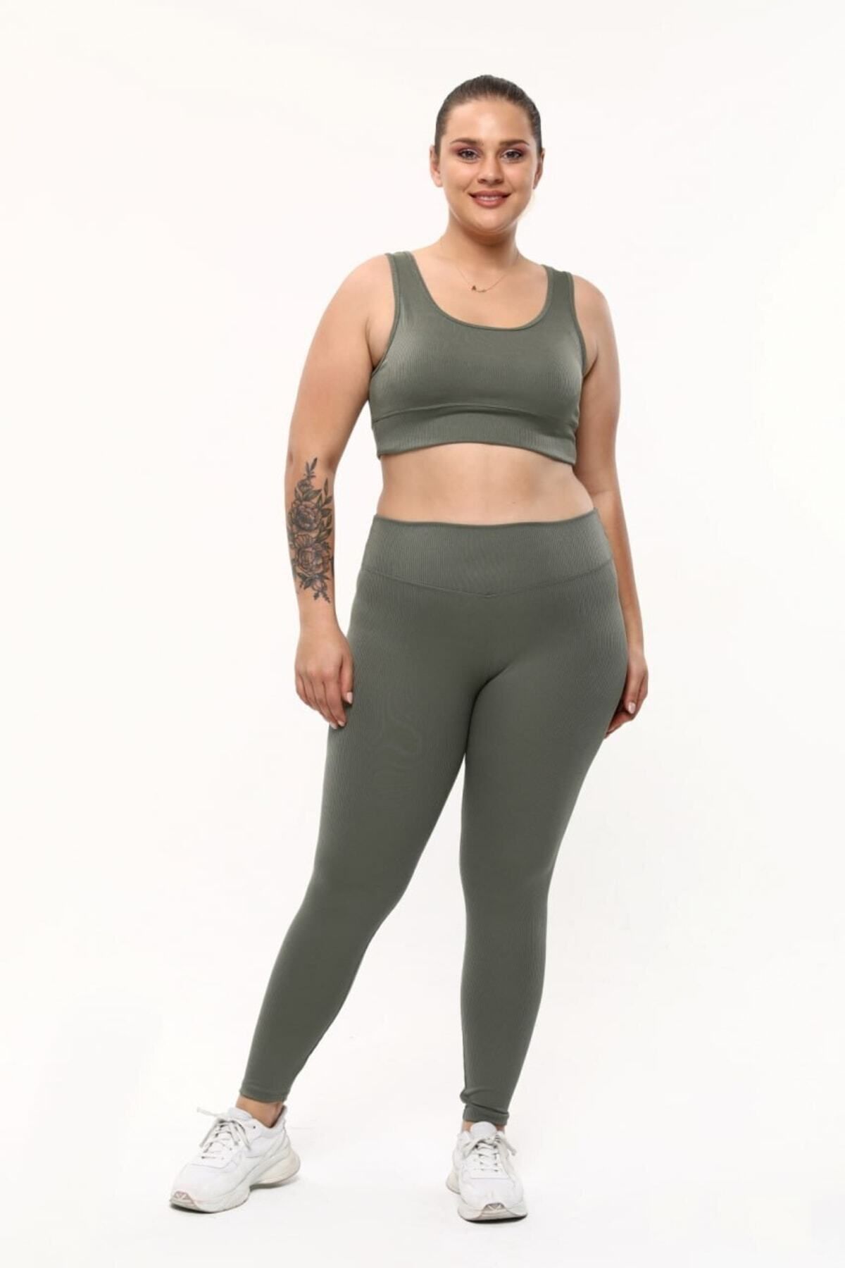 

Women s Style Plus Size Leggings Curve Large Size Corduroy Knitted Fabric High Waist Shapewear Khaki Tights