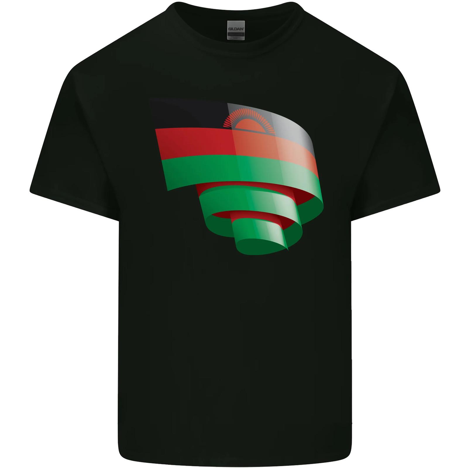 Curled Malawi Flag Malawian Day Football Mens Cotton T-Shirt Tee Top S