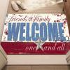 Floral Welcome Pattern Non Slip Carpet Modern Entryway Mat Washable Rug for Home Living Room Bedroom Kitchen Floor Decor