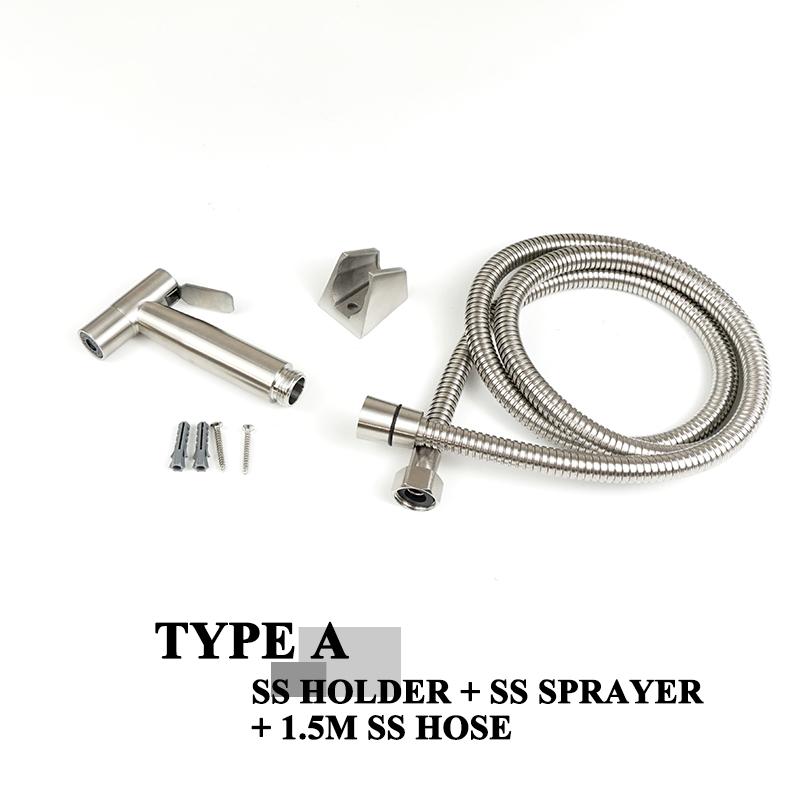 Stainless Steel Brushed Handheld Toilet Bidet Sprayer Kit Hand Bidet Shattaf for Bathroom Hand Shower Sprayer Head Self Cleaning